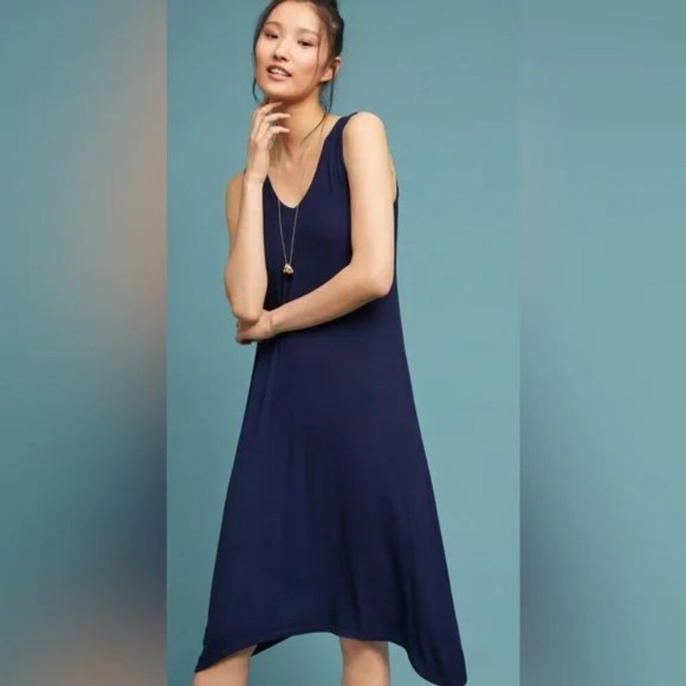 Michael Stars Asymmetrical Hem Hi Low navy Maxi Dress Size S